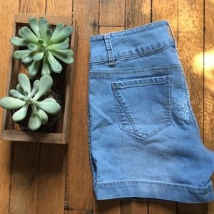 Light wash denim shorts
